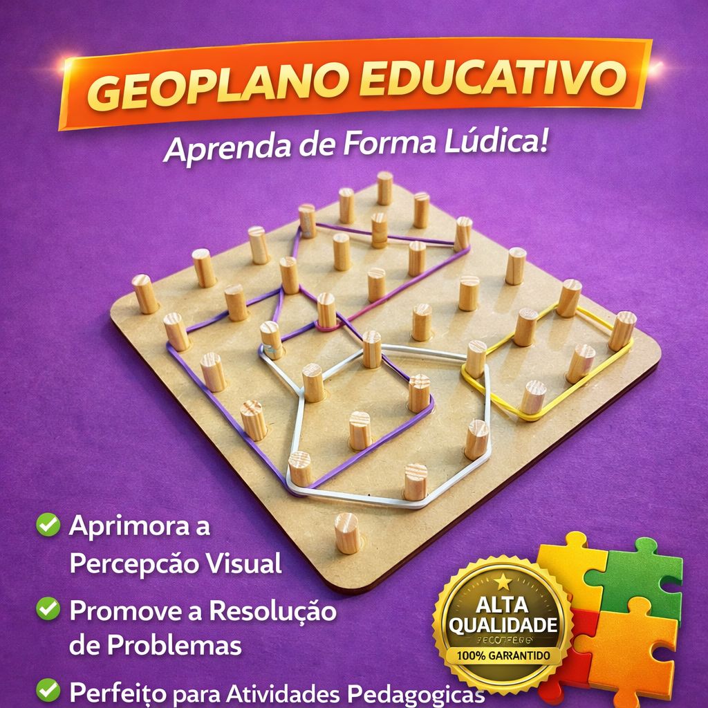 Geoplano Matematica Pedagógico Brinquedo Educativo Elástico