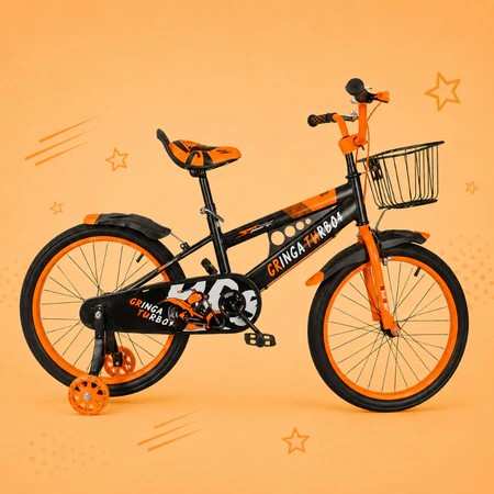 Bicicleta Infantil Menina Turbo Aro 16 LED + Rodinha LED + Freio V-Brake + Cesti