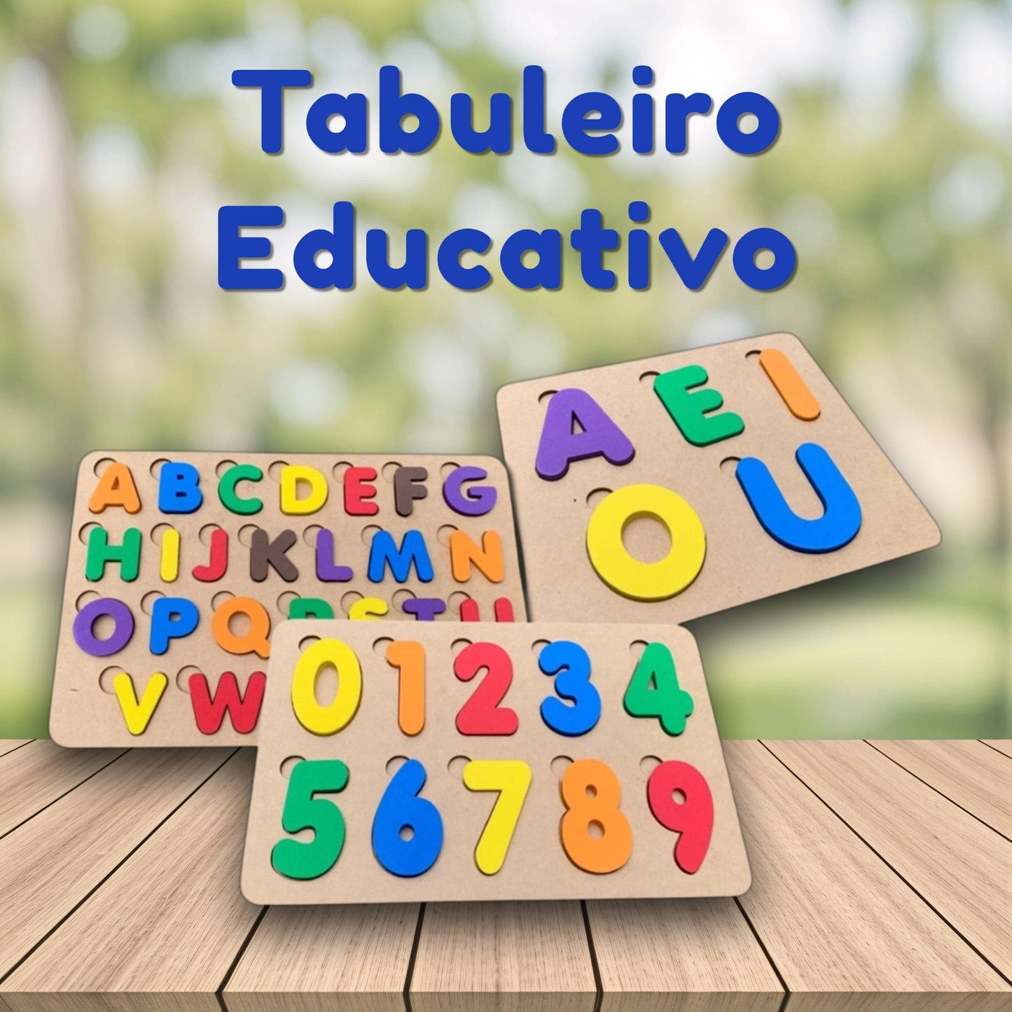 Kit 3 Tabuleiros Alfabeto Numerais e Vogais Brinquedo Educativo Infantil em Made