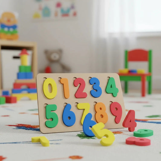 Tabuleiro Numerais base e 10 números em Madeira e EVA Pedaógico Educativo