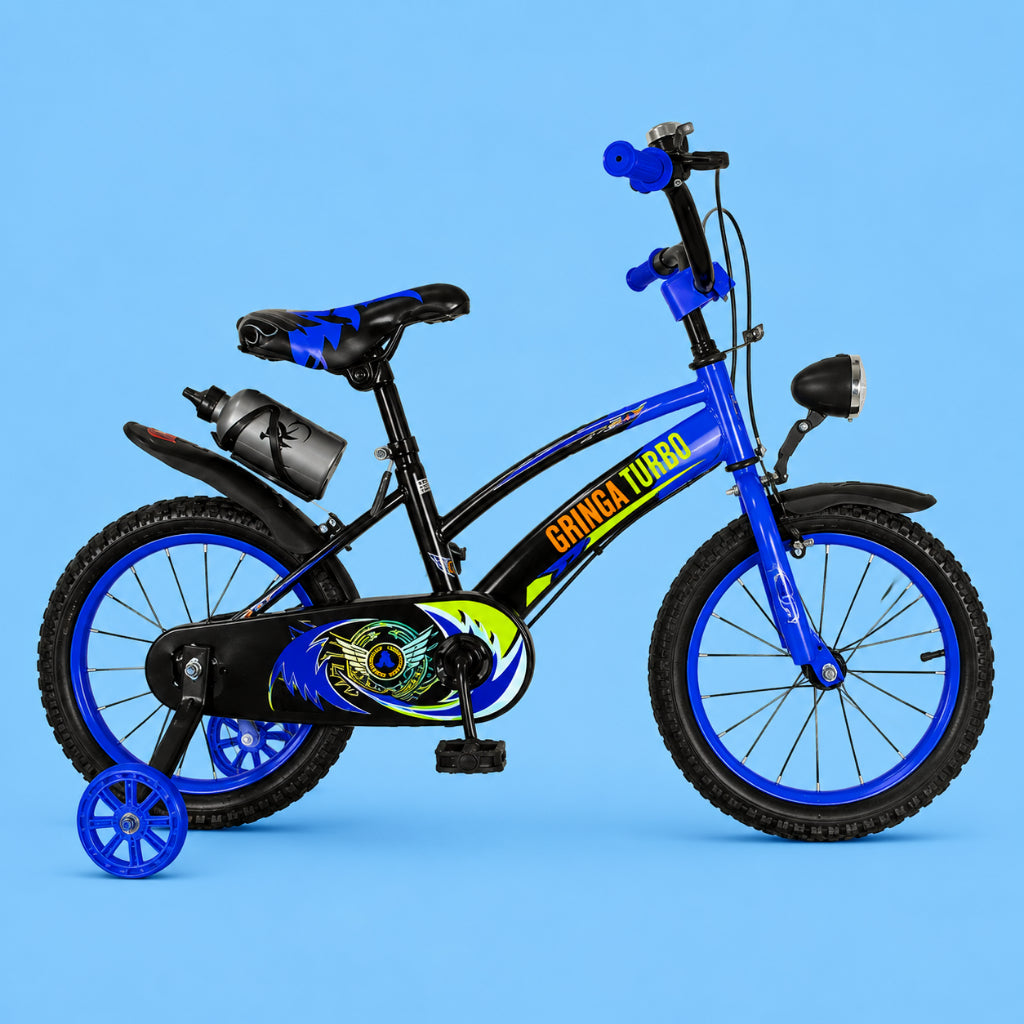 Bicicleta Infantil Aro 16 Old School Azul 4 a 8 Anos LED + Pneu Grosso + Farol +