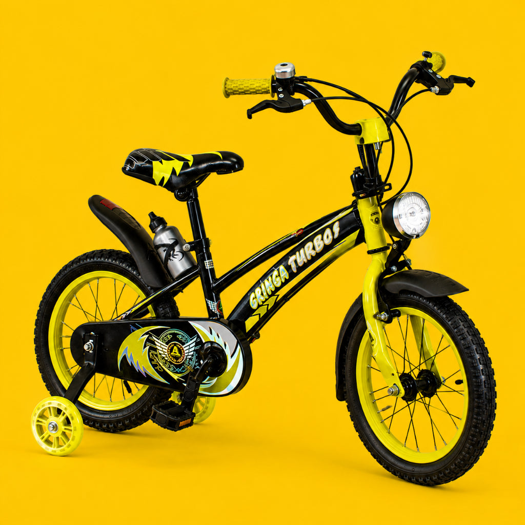 Bicicleta Infantil Aro 20 Old School Amarela 9 a 12 Anos LED + Pneu Grosso + Far